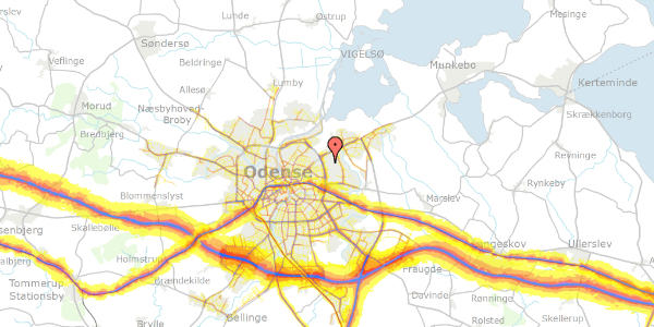 Trafikstøjkort på Tjørnehaven 135, 5240 Odense NØ