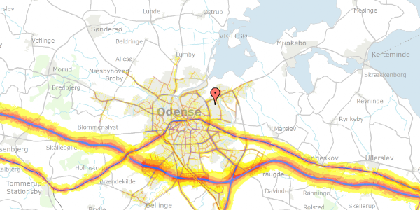 Trafikstøjkort på Tjørnehaven 262, 5240 Odense NØ