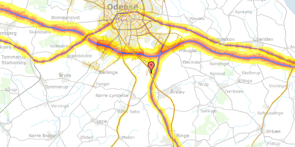 Trafikstøjkort på Toftevænget 9, 5260 Odense S