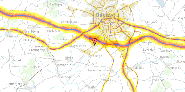 Trafikstøjkort på Tranehøjen 174, 5250 Odense SV