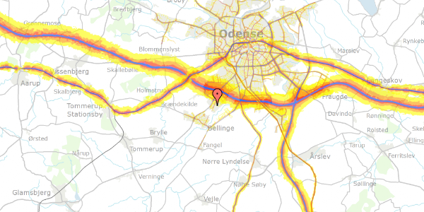 Trafikstøjkort på Tranehøjen 190, 5250 Odense SV