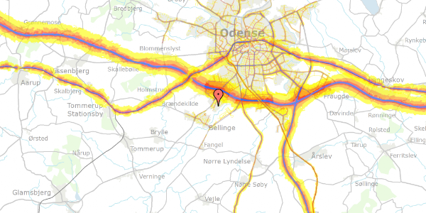 Trafikstøjkort på Tranehøjen 244, 5250 Odense SV