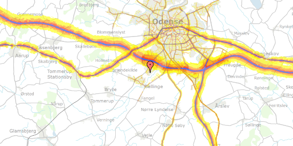 Trafikstøjkort på Tranehøjen 362, 5250 Odense SV