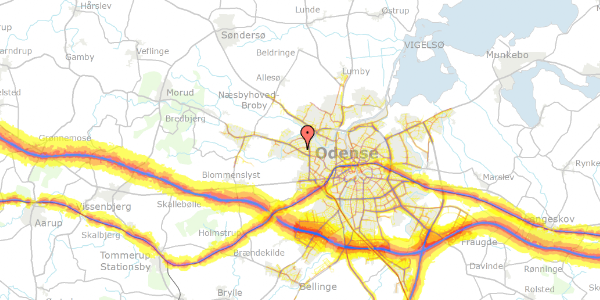 Trafikstøjkort på Turkisvej 2A, 5210 Odense NV