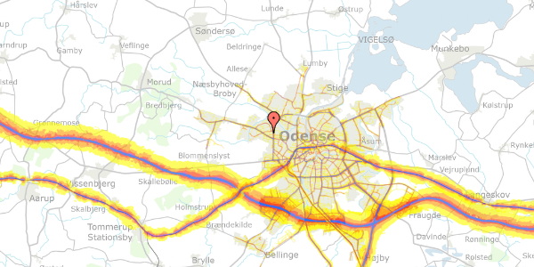 Trafikstøjkort på Turkisvej 23, 5210 Odense NV