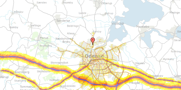 Trafikstøjkort på Tønnesvej 1, 5270 Odense N