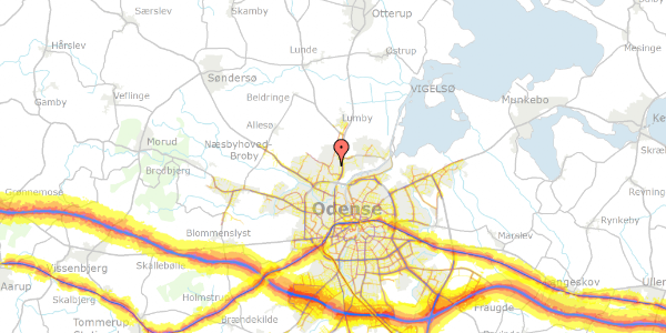 Trafikstøjkort på Tønnesvej 6, 5270 Odense N