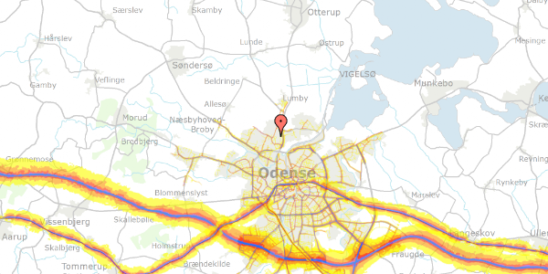 Trafikstøjkort på Tønnesvej 43, 5270 Odense N