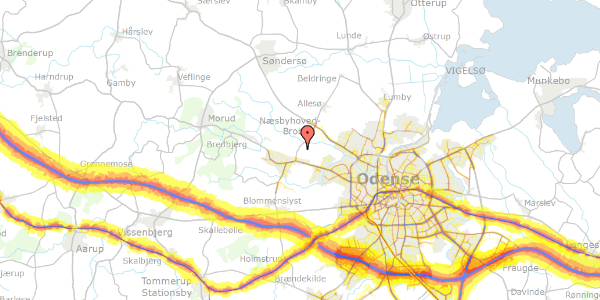 Trafikstøjkort på Udskovvej 5, 5210 Odense NV