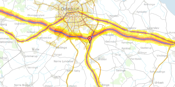 Trafikstøjkort på Ugletoften 14, 5260 Odense S