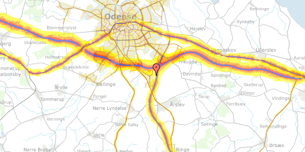 Trafikstøjkort på Ugletoften 253, 5260 Odense S