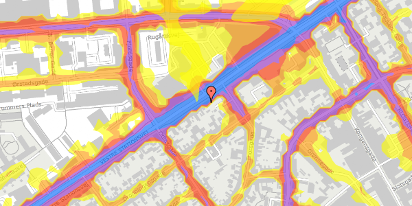 Trafikstøjkort på Vestre Stationsvej 16A, 1. th, 5000 Odense C