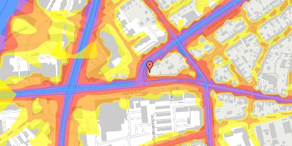 Trafikstøjkort på Vestre Stationsvej 102, st. th, 5000 Odense C