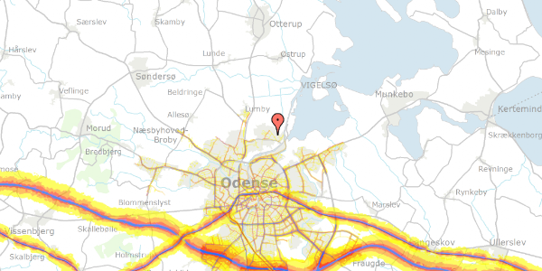 Trafikstøjkort på Valnøddevej 67, 5270 Odense N