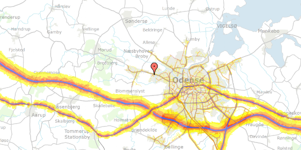 Trafikstøjkort på Vesterløkken 19, 5210 Odense NV