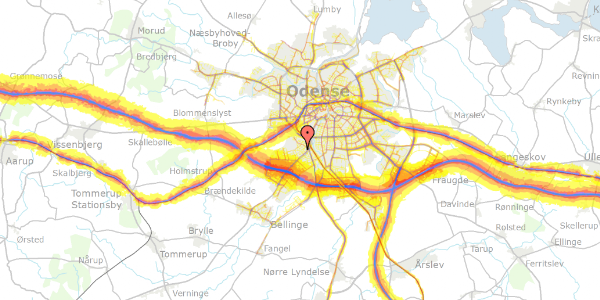 Trafikstøjkort på Viggovænget 7, 5250 Odense SV