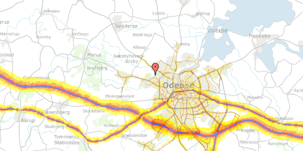 Trafikstøjkort på Villestoftedalen 15, 5210 Odense NV