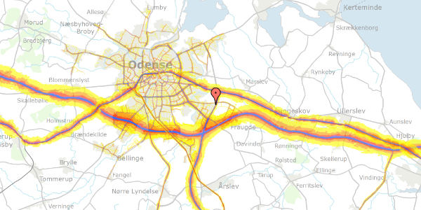 Trafikstøjkort på Væbnerhatten 2, 5220 Odense SØ