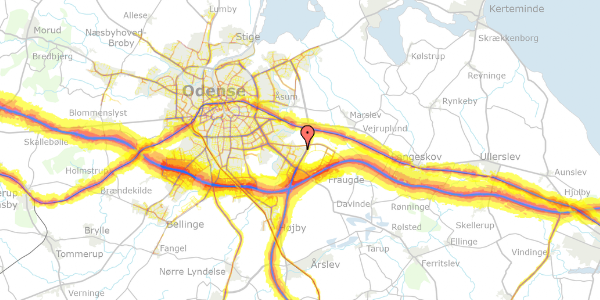 Trafikstøjkort på Væbnerhatten 19, 5220 Odense SØ