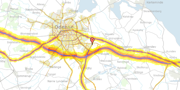 Trafikstøjkort på Væbnerhatten 31, 5220 Odense SØ