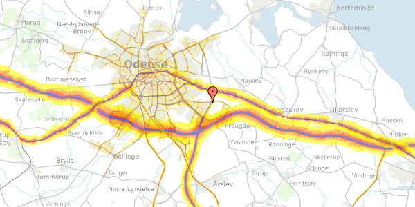 Trafikstøjkort på Væbnerhatten 32, 5220 Odense SØ