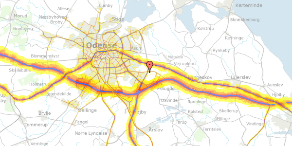 Trafikstøjkort på Væbnerhatten 62, 5220 Odense SØ