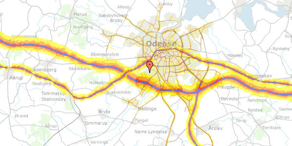 Trafikstøjkort på Væddeløbsvej 42, 5250 Odense SV