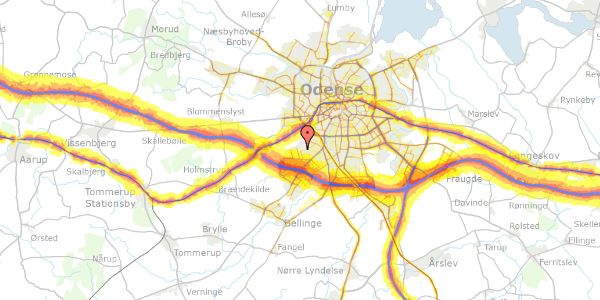 Trafikstøjkort på Væddeløbsvej 56, 5250 Odense SV