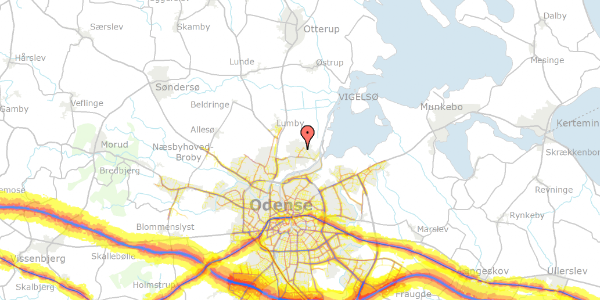 Trafikstøjkort på Vårlyngen 6, 5270 Odense N