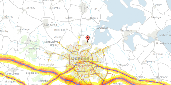 Trafikstøjkort på Vårlyngen 15, 5270 Odense N