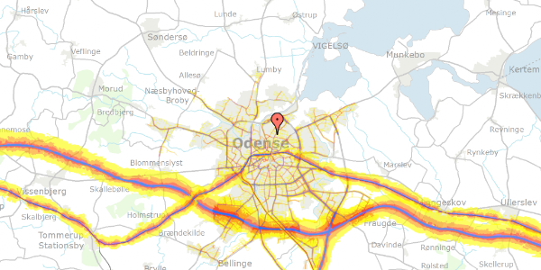 Trafikstøjkort på Windelsvej 13, 5000 Odense C