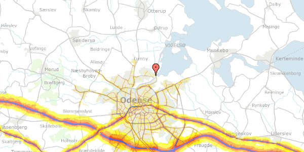 Trafikstøjkort på Ædelgranvænget 9, 5270 Odense N