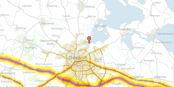 Trafikstøjkort på Ædelgranvænget 24, 5270 Odense N