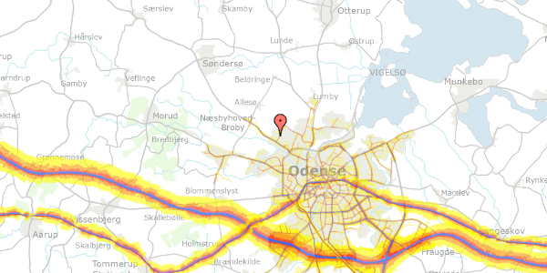 Trafikstøjkort på Ærtebjerggårdvej 61, 5270 Odense N