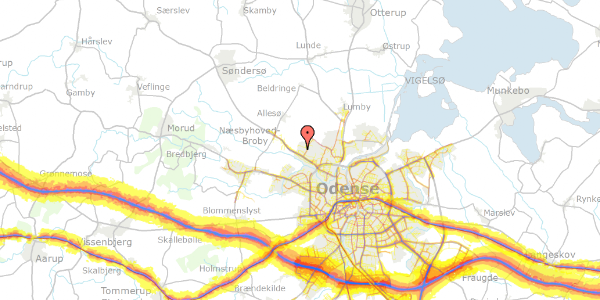 Trafikstøjkort på Ærtebjerggårdvej 69, 5270 Odense N