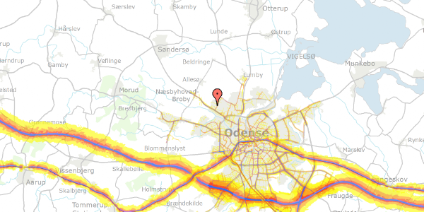 Trafikstøjkort på Ærtebjerggårdvej 81, 5270 Odense N