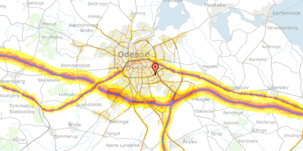 Trafikstøjkort på Øksnebjergvej 39, 5230 Odense M