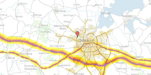 Trafikstøjkort på Ørnevej 174, 5210 Odense NV