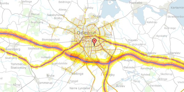 Trafikstøjkort på Østerbæksvej 16, 1. th, 5230 Odense M