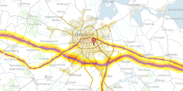 Trafikstøjkort på Østerbæksvej 78E, 1. 4, 5230 Odense M