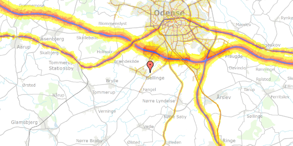 Trafikstøjkort på Åbakken 32, 5250 Odense SV