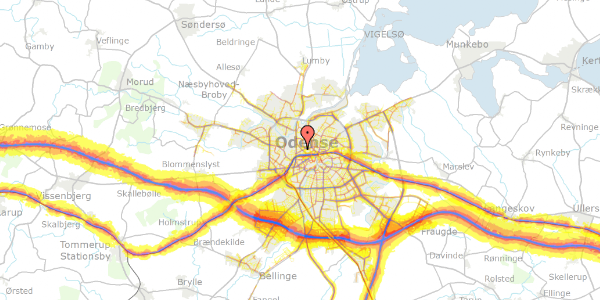 Trafikstøjkort på Åløkkehaven 54, 2. th, 5000 Odense C