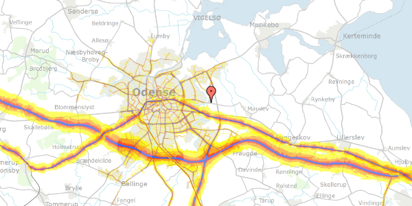 Trafikstøjkort på Åsum Bygade 1, 5240 Odense NØ