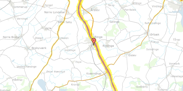Trafikstøjkort på Bytoften 11, 5750 Ringe