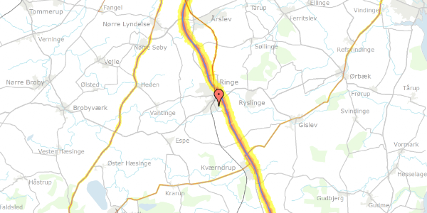 Trafikstøjkort på Dybendal 10, 5750 Ringe