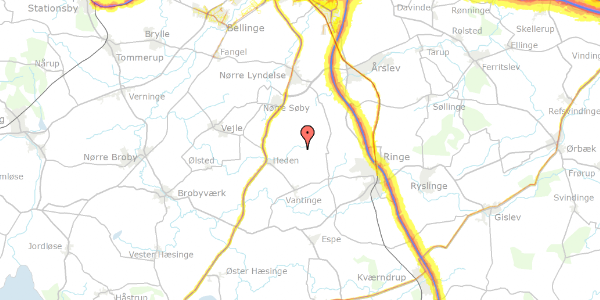 Trafikstøjkort på Hedebovej 29D, 5750 Ringe