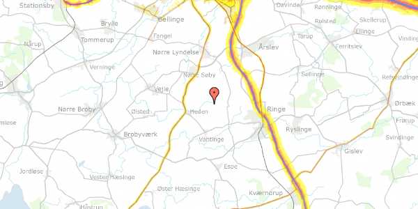 Trafikstøjkort på Hedebovej 29F, 5750 Ringe