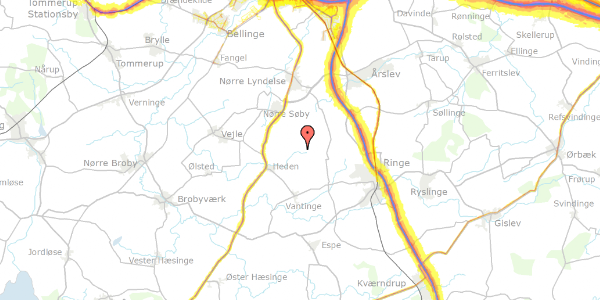 Trafikstøjkort på Hedebovej 33, 5750 Ringe
