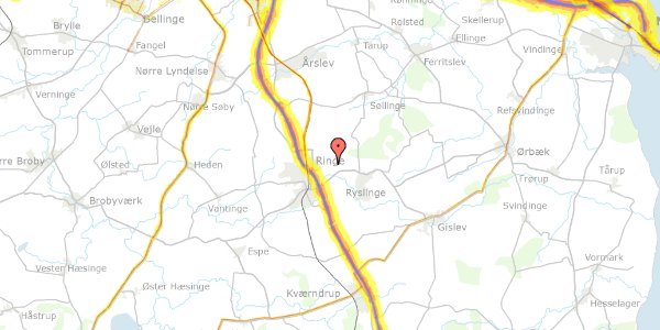 Trafikstøjkort på Nyborgvej 16, 5750 Ringe
