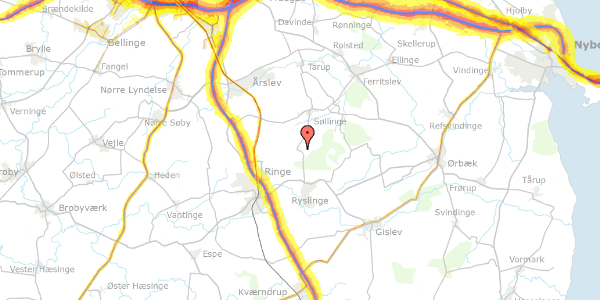 Trafikstøjkort på Nørremarksgyden 27, 5750 Ringe